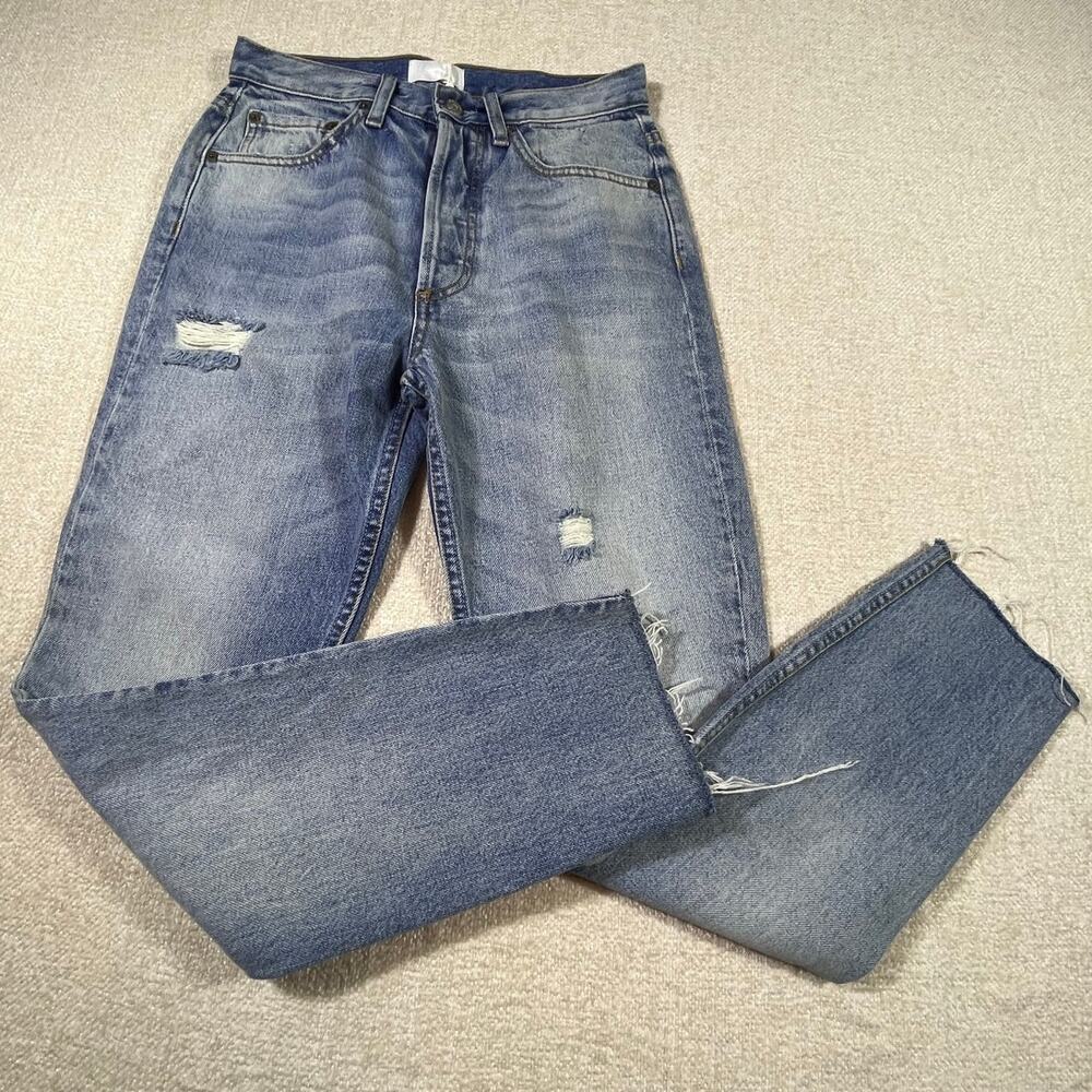 NWT Boyish by Her Women’s 26 Blue Billy Taxi Driver Raw Hem Tapered Jeans Casual